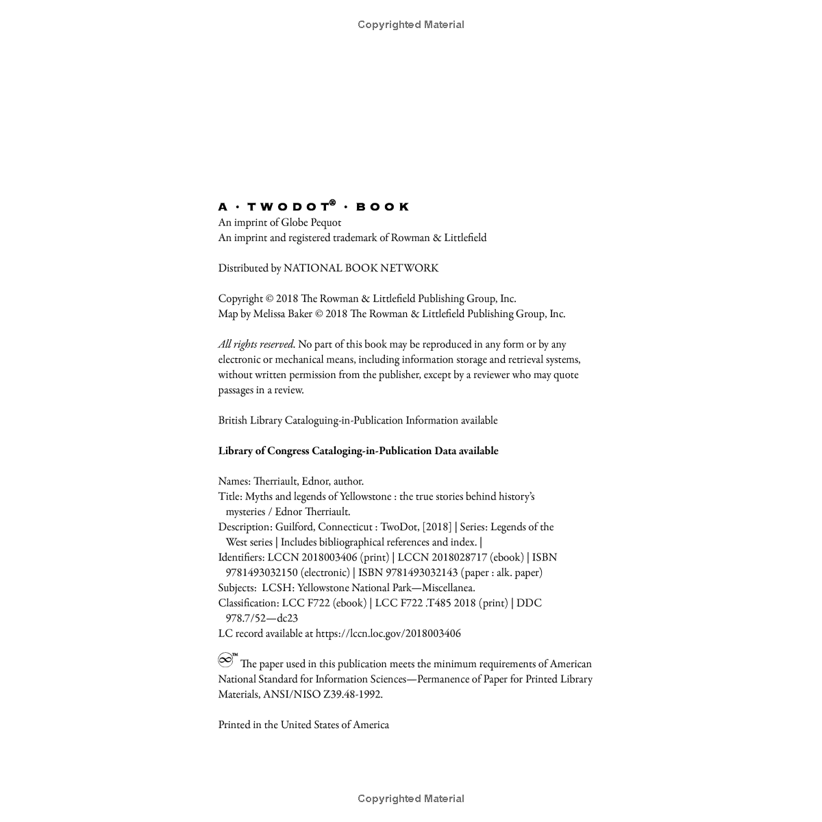Myths & Legends of Yellowstone by Ednor Therriault