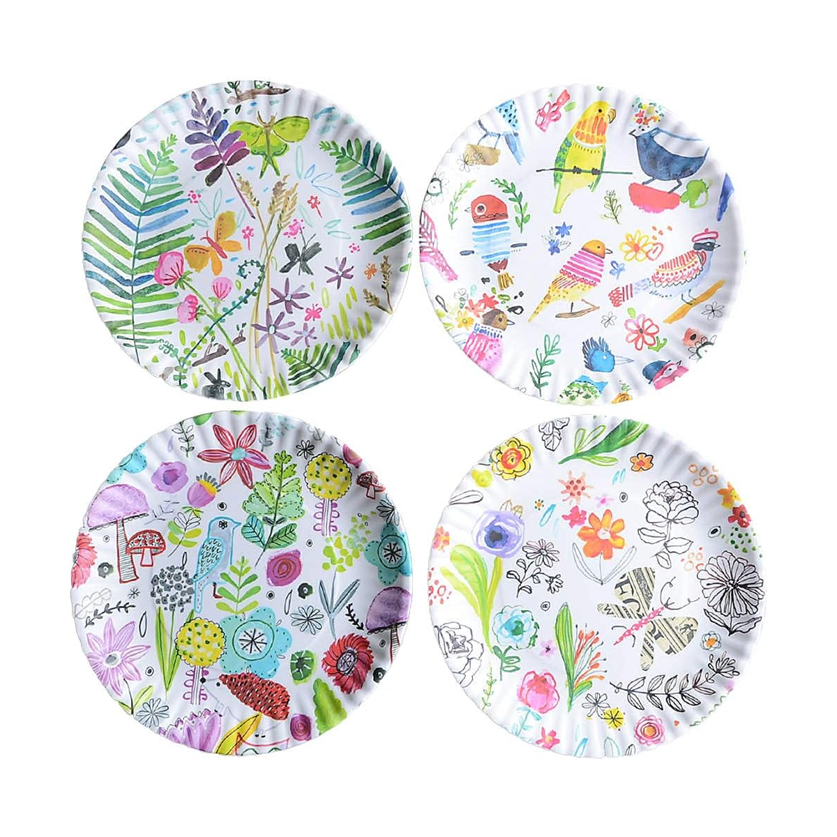 Nature & Bird Melamine Plates - Set of 4