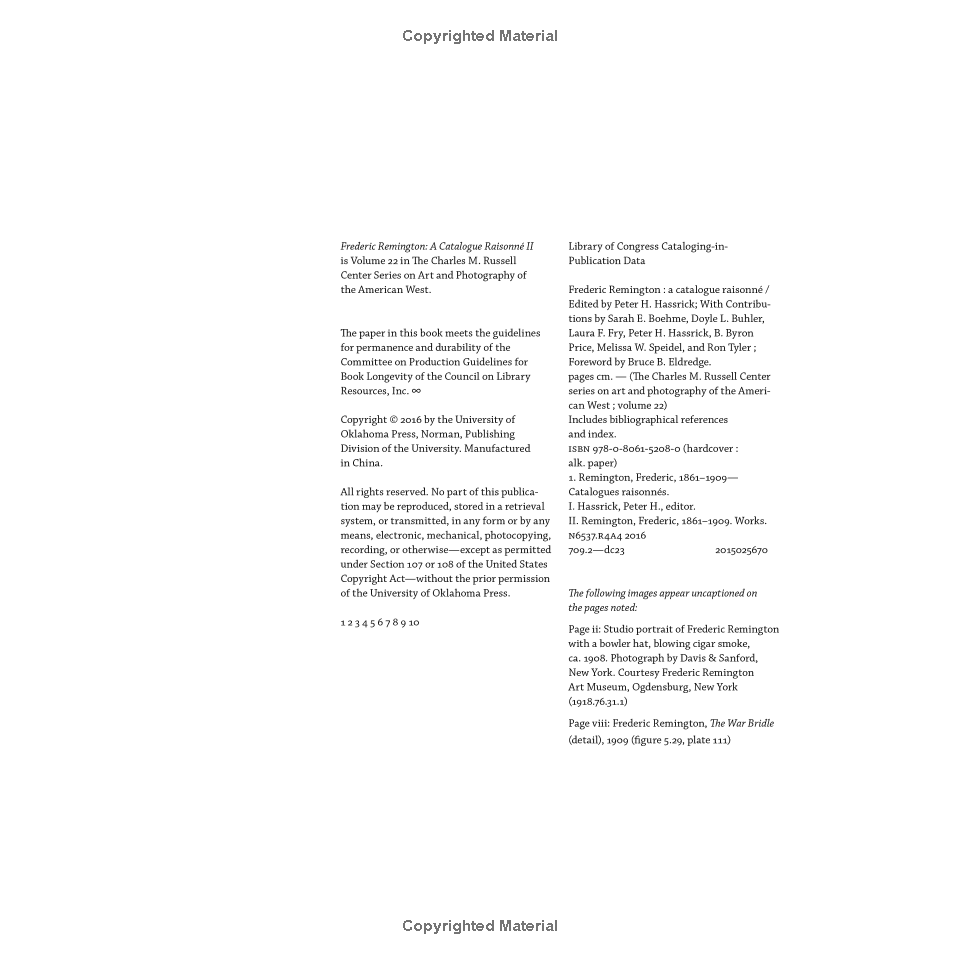 Frederic Remington: A Catalogue Raisonné II edited by Peter H. Hassrick