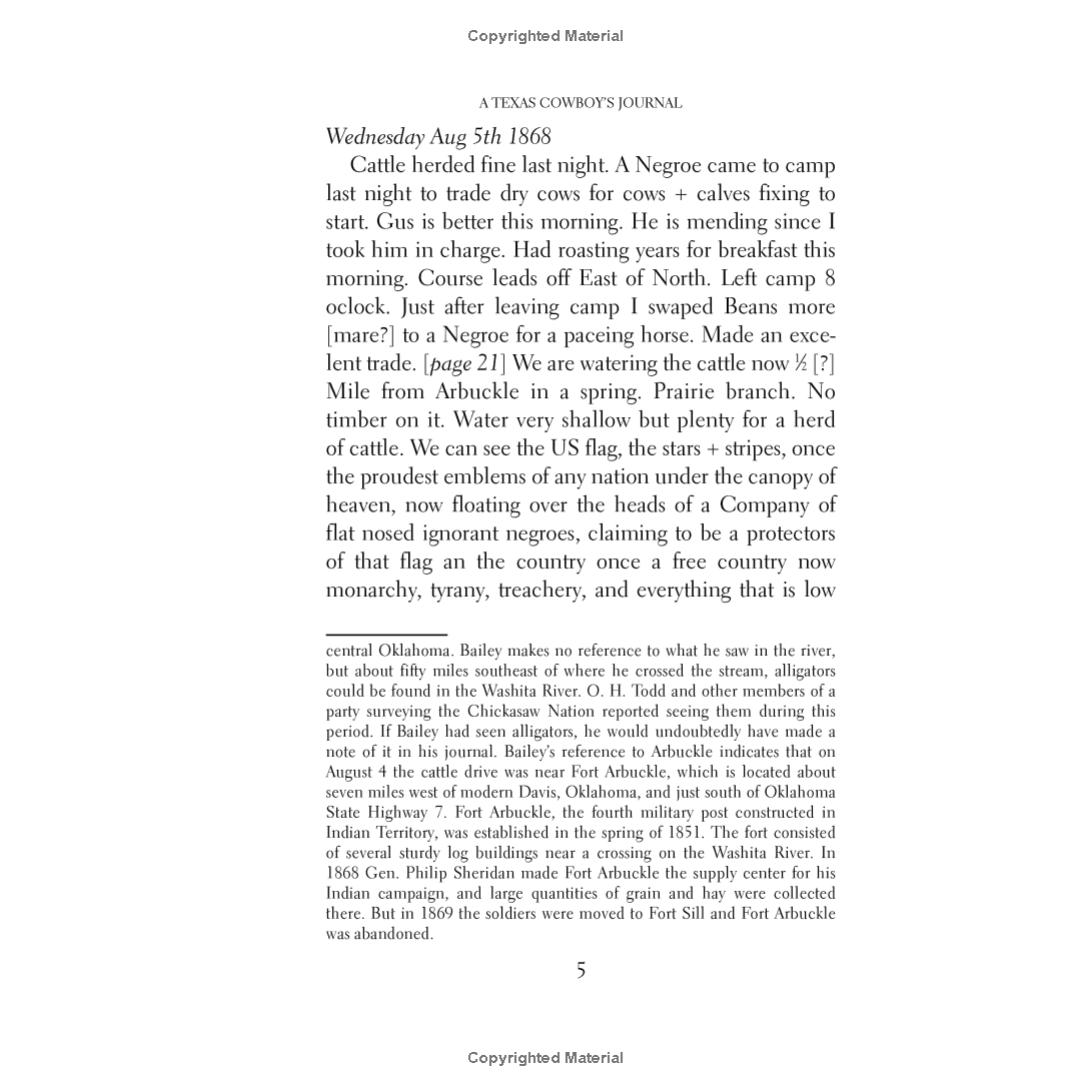 A Texas Cowboy's Journal: Up the Trail to Kansas in 1868 by Jack Bailey