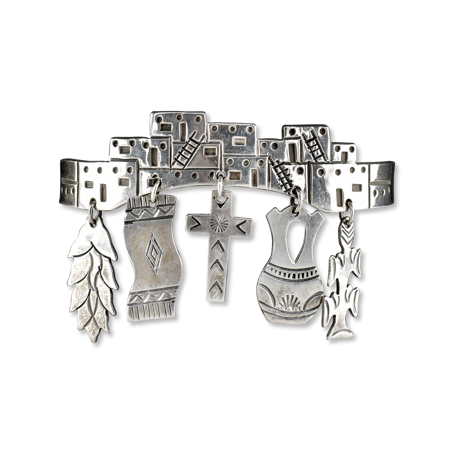 Vintage 1976-78 Pueblo Charms of Life Storyteller Cuff by Joe Delgarito