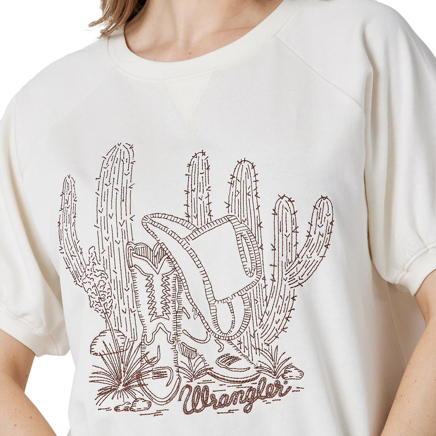 Women's Wrangler Western Puff Sleeve Pullover - Sugar Swizzle