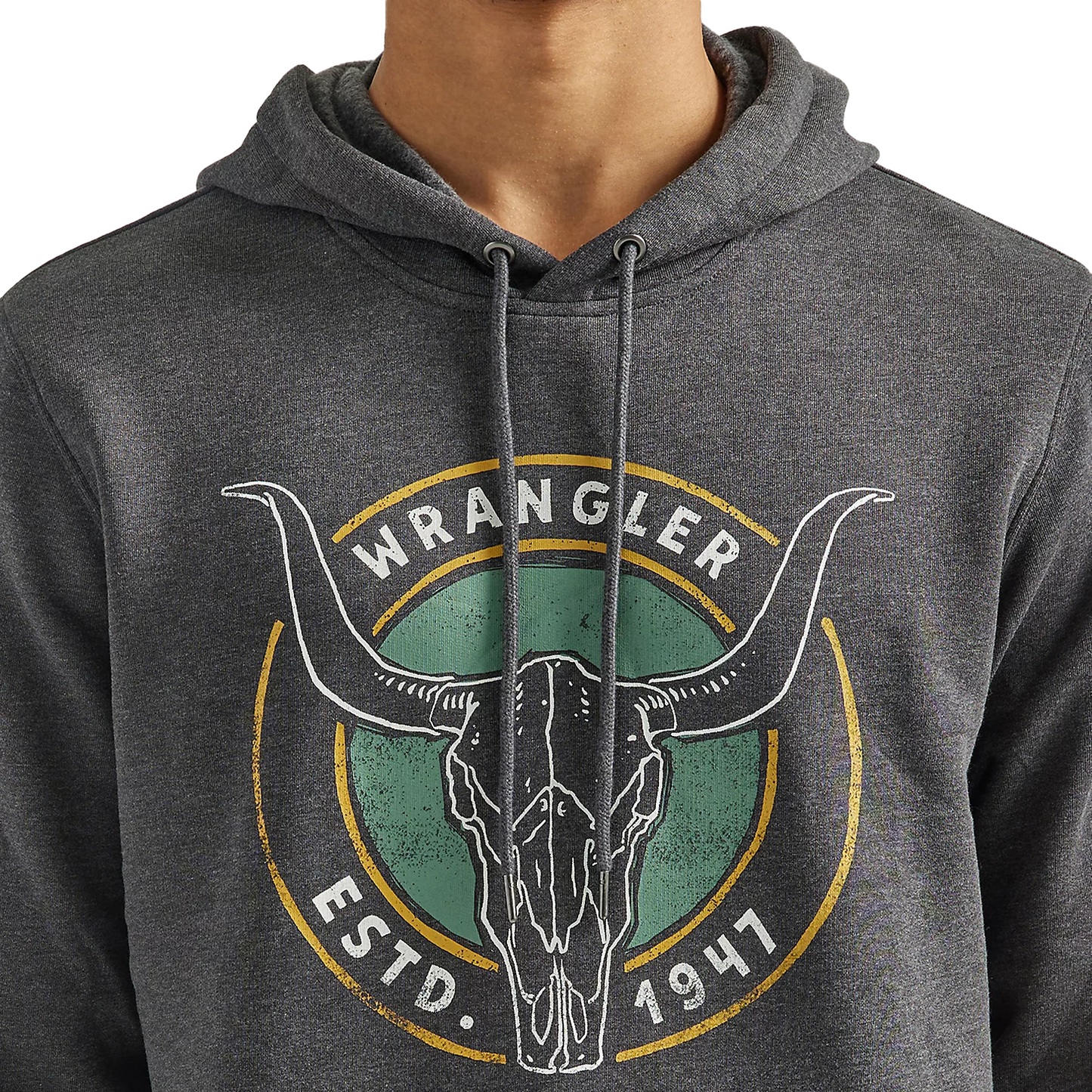 Wrangler Men's Front Animal Logo Pullover Hoodie - Caviar Heather