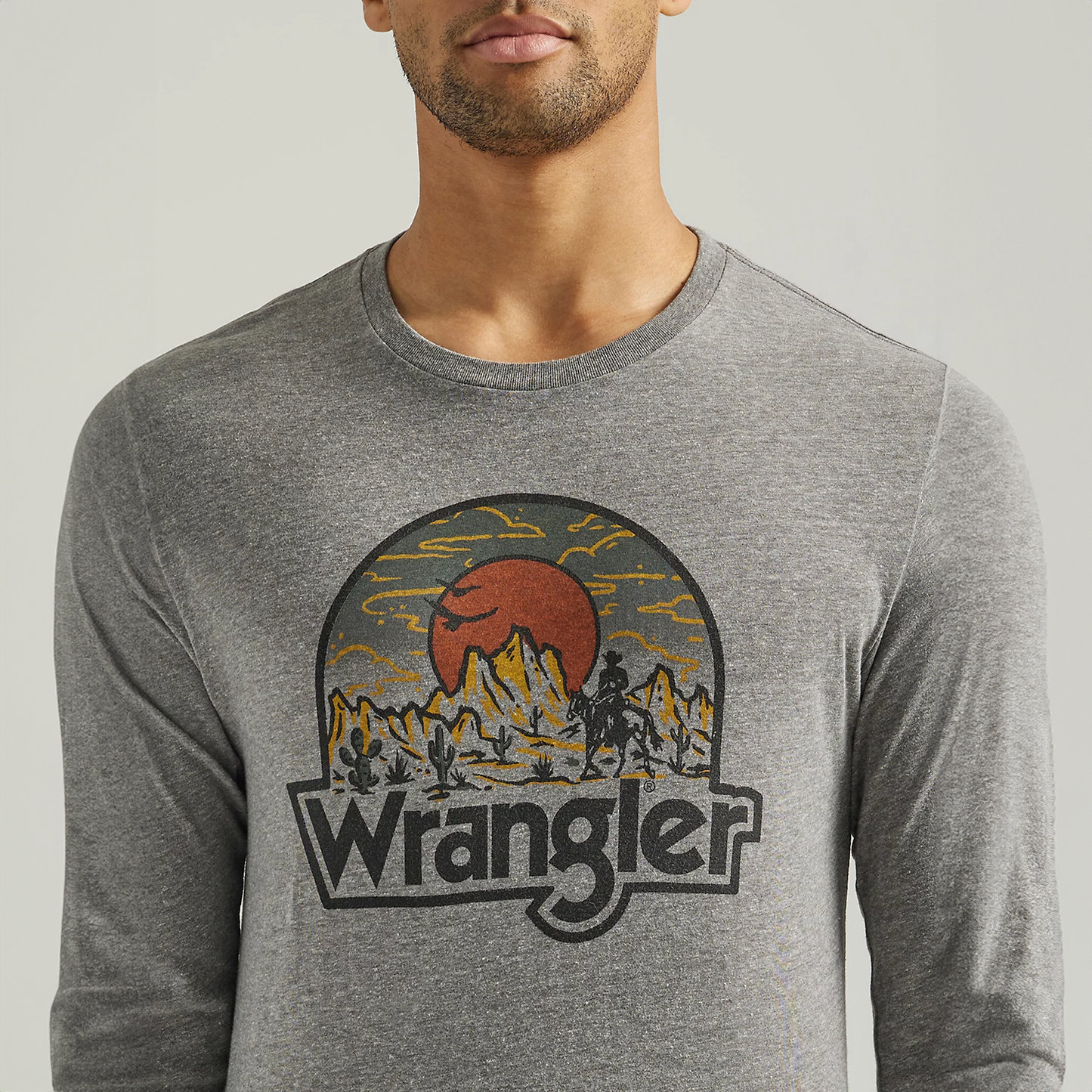 Wrangler Men's Long Sleeve Desert Sunrise T-Shirt - Graphite Heather