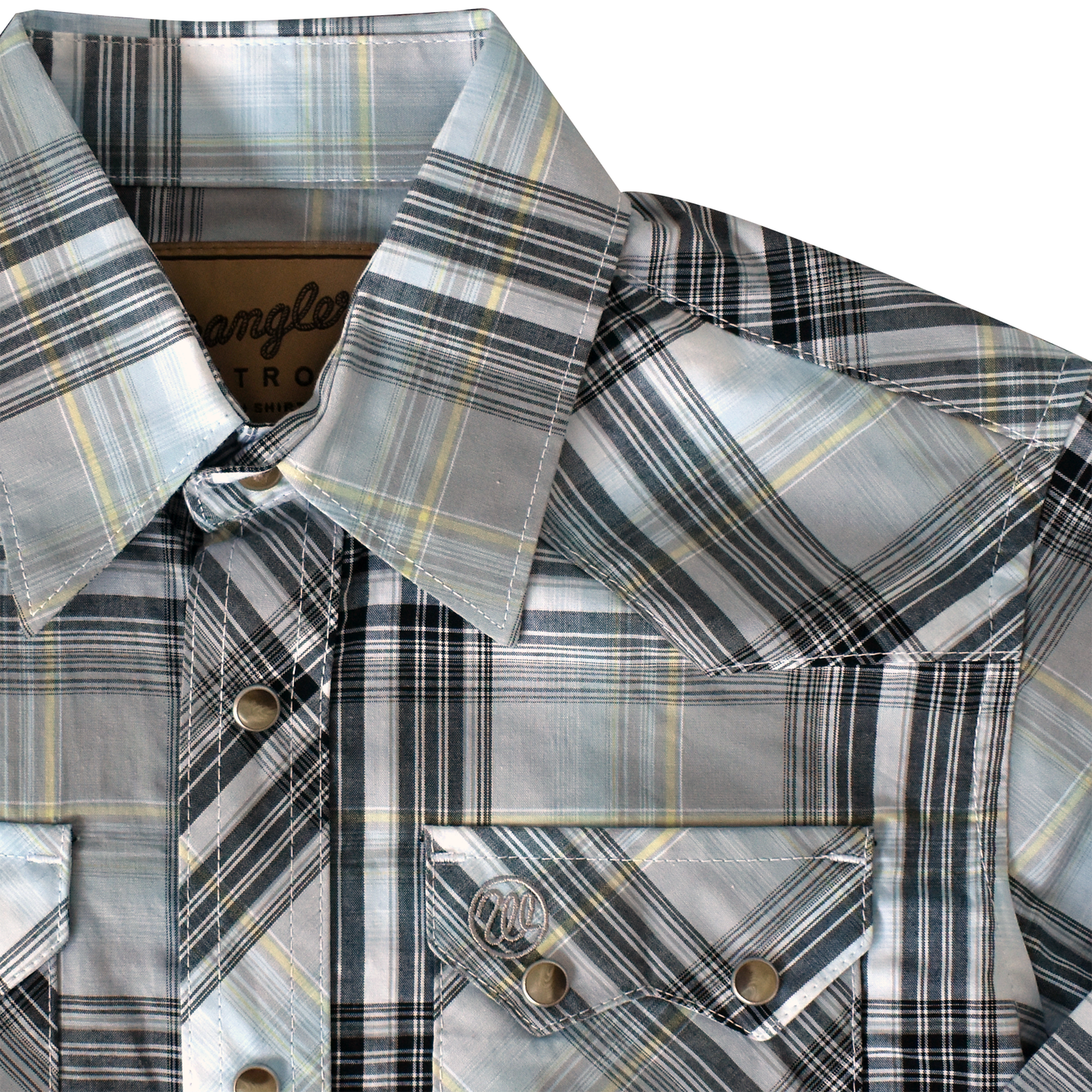 Wrangler Retro® Boys' Western Snap Plaid Shirt with Front Sawtooth Pockets - Gray
