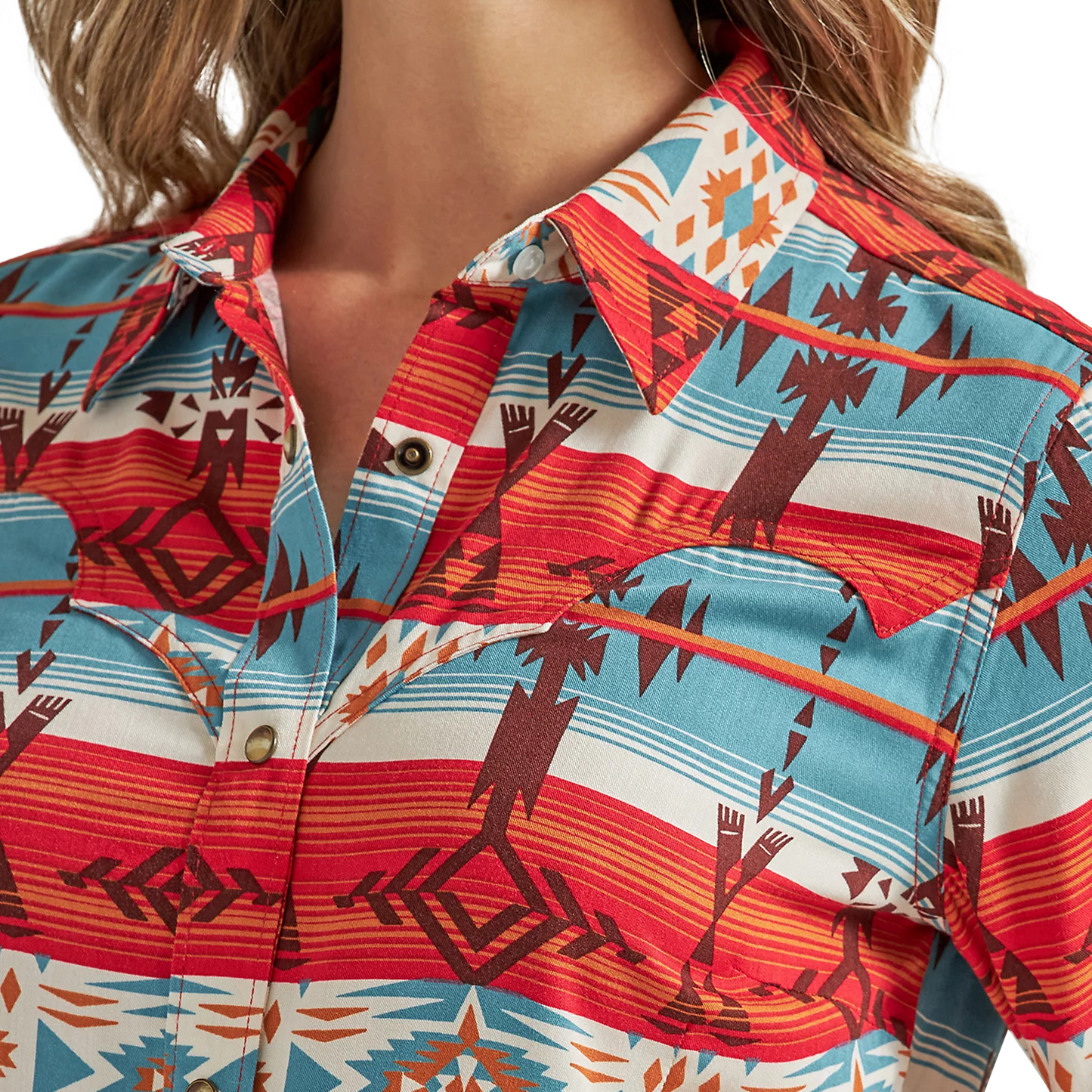 Wrangler Women's Retro® Horizontal Geo Snap Shirt - Blue/Multi