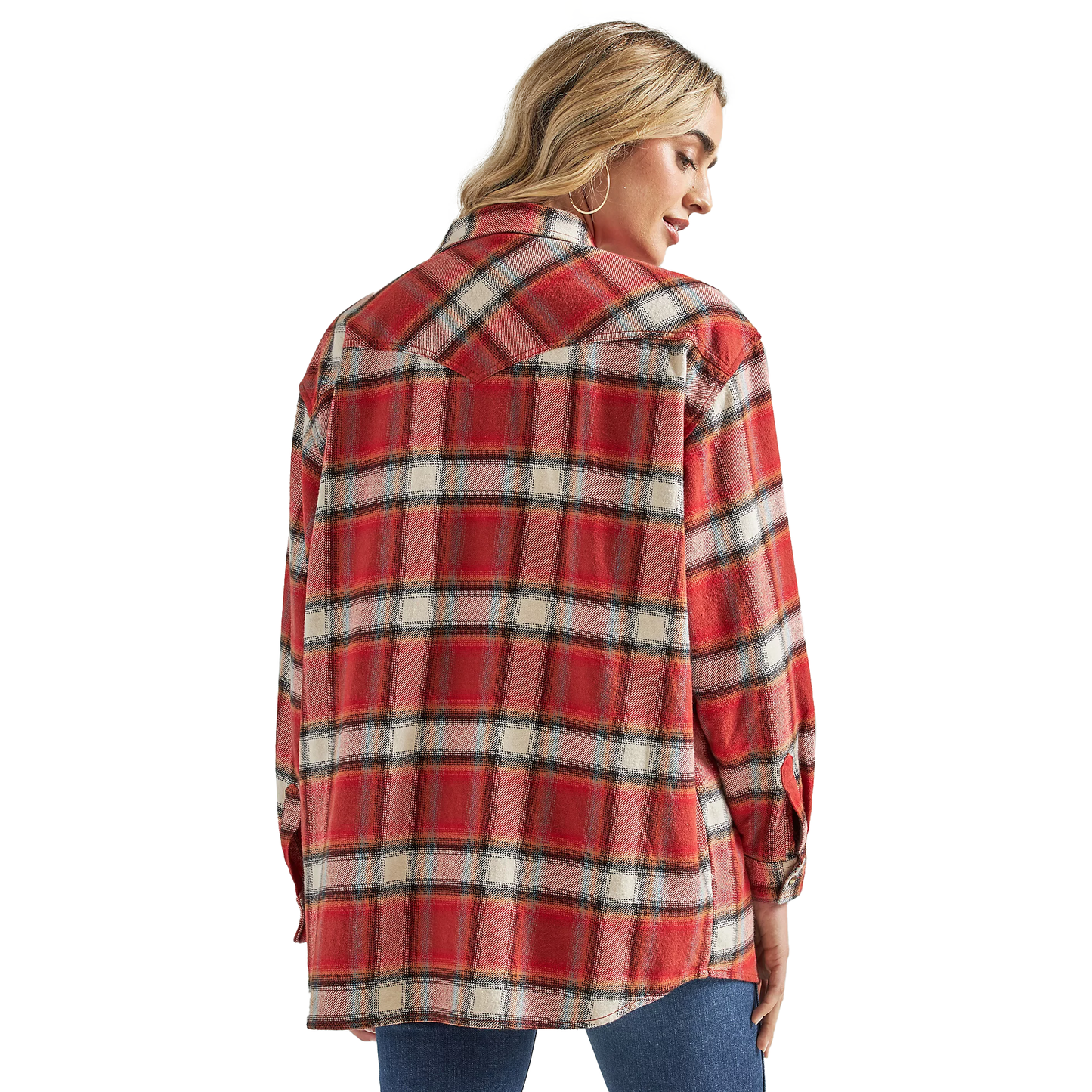 Wrangler Women's Retro® Long Sleeve Boyfriend Fit Flannel Plaid Shirt - Burnt Henna