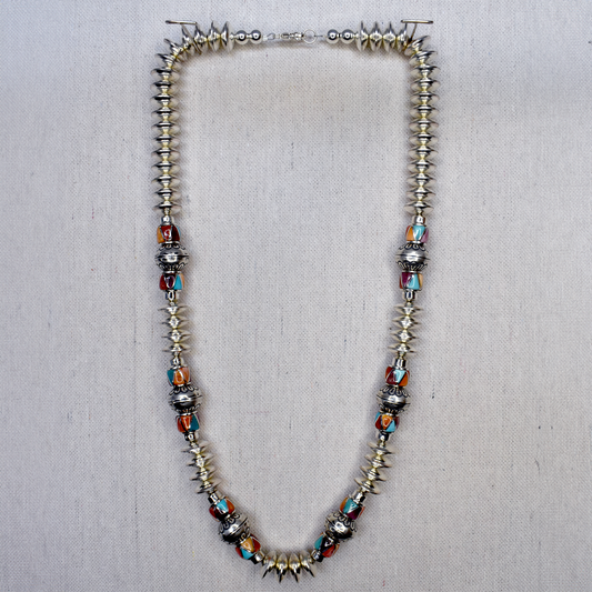 Zia Mountain Multi Stone and Pillow Bead Necklace