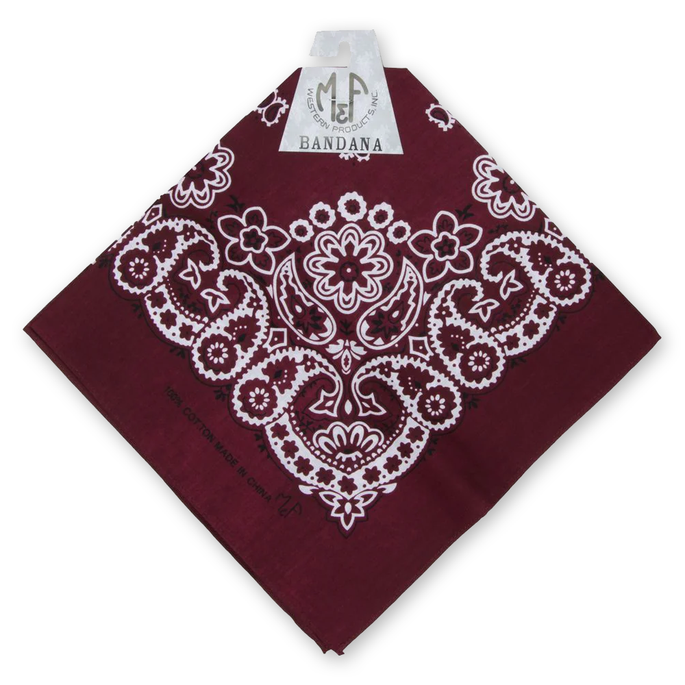 100% Cotton Burgundy Bandana