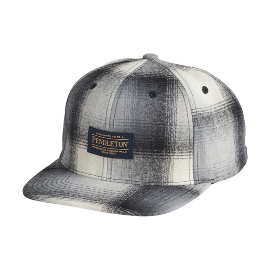 Pendleton Plaid Flat Brim Hat - Tan/Slate Ombre