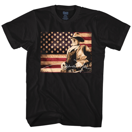 John Wayne Tin Sign T-Shirt - Black
