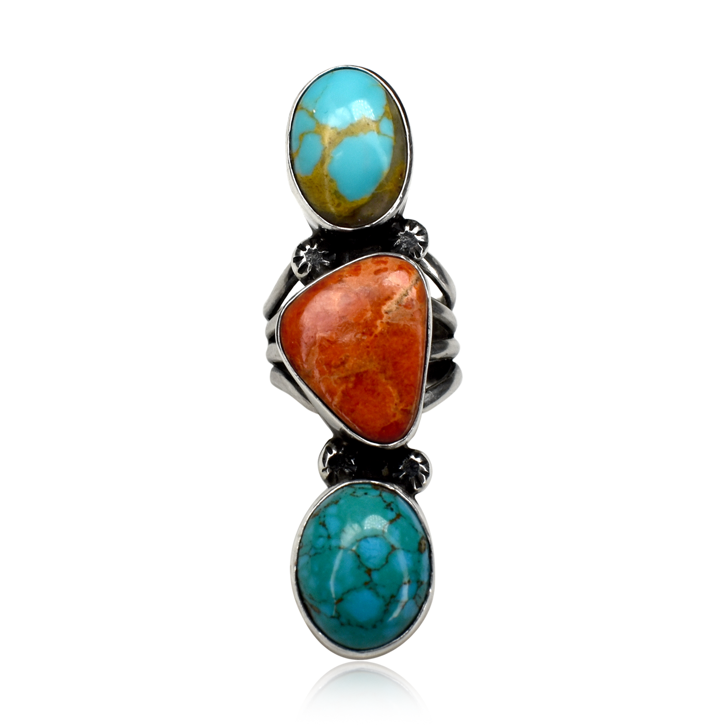 Sundown Canyon Spiny Oyster, Kingman and Royston Turquoise Ring by Teller Indian Jewelry