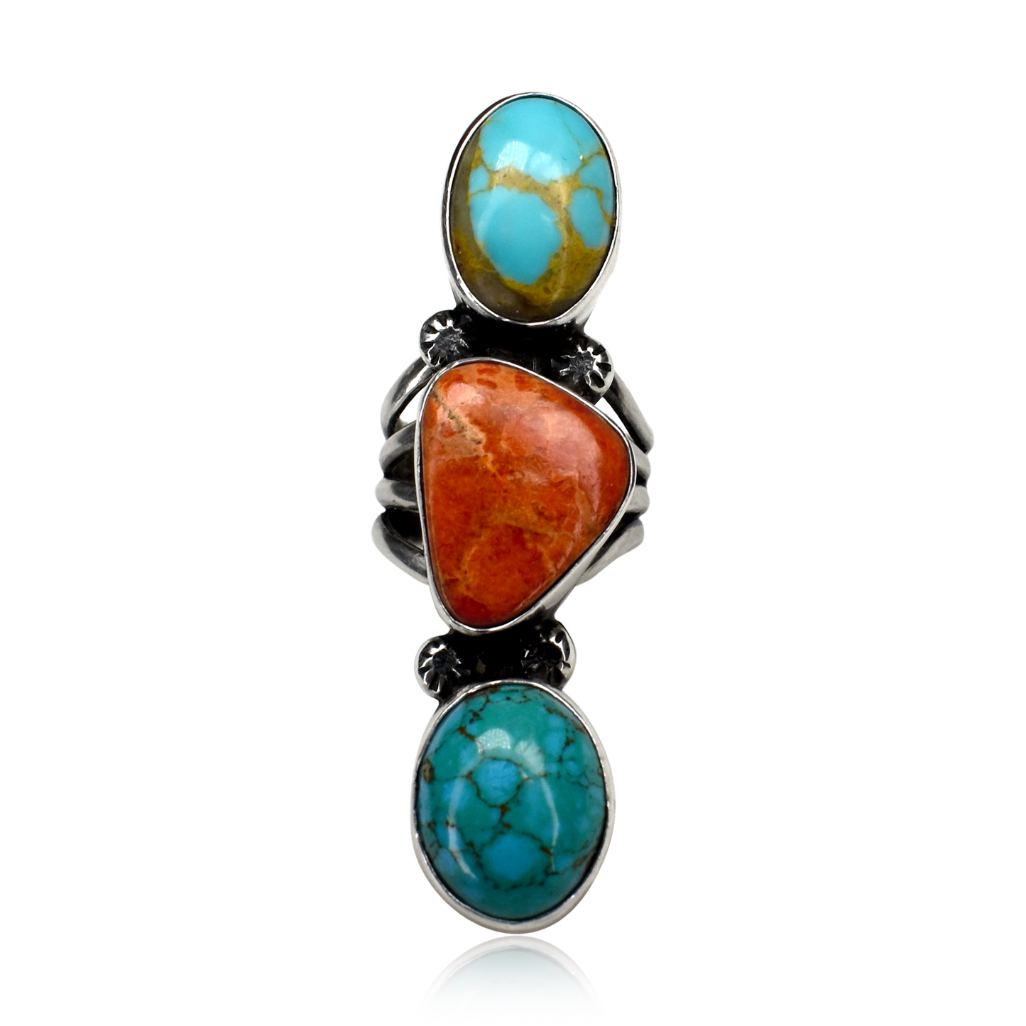 Sundown Canyon Spiny Oyster, Kingman and Royston Turquoise Ring by Teller Indian Jewelry