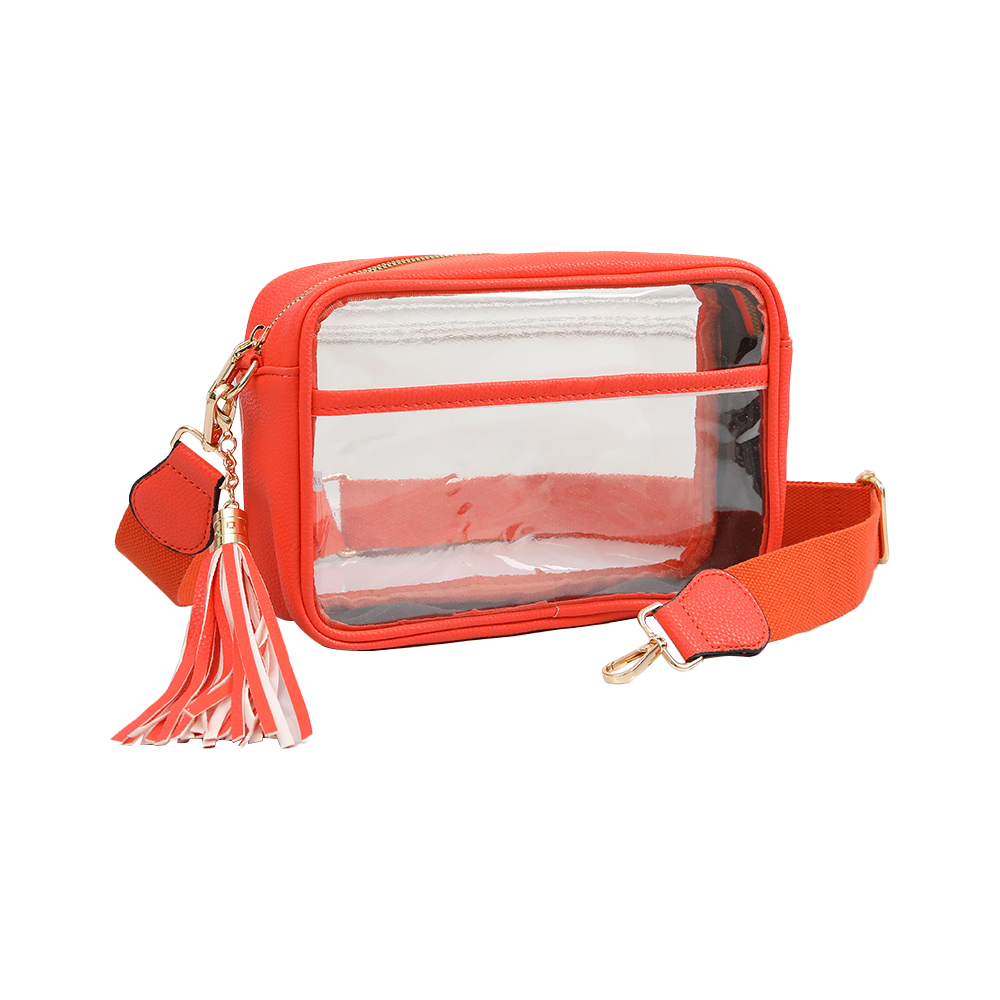 Clear Rectangular Crossbody Stadium Bag - Orange