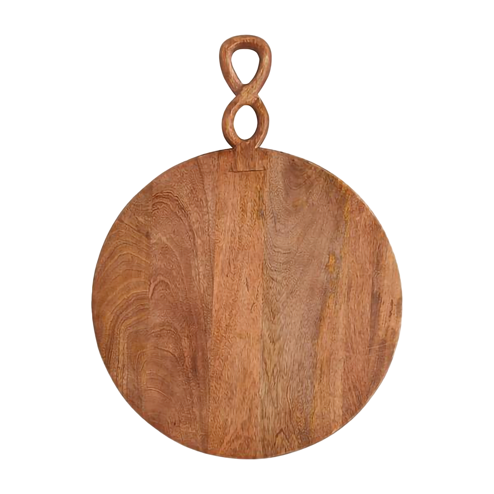 Twisted Handle Round Mango Wood Board