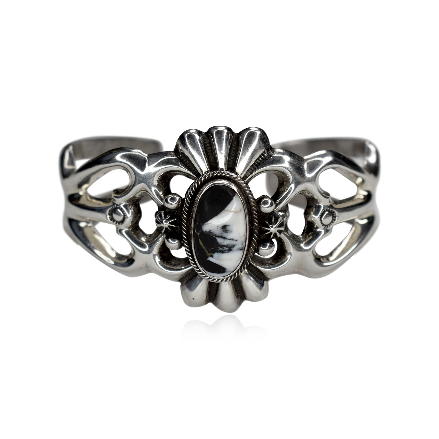 Shadowline White Buffalo & Sterling Silver Cuff by Harrison Bitsui