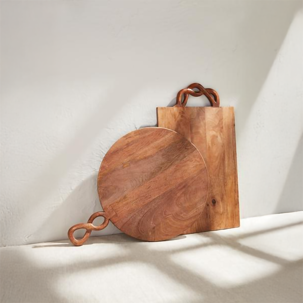 Twisted Handle Round Mango Wood Board