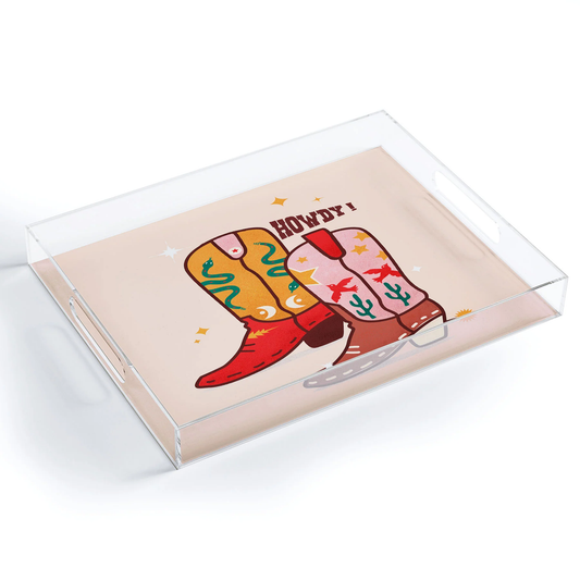 Howdy Cowboy Boots Acrylic Tray