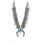 1970's Kingman Spider Web Turquoise Squash Blossom Necklace by Rose & Alvin Boy