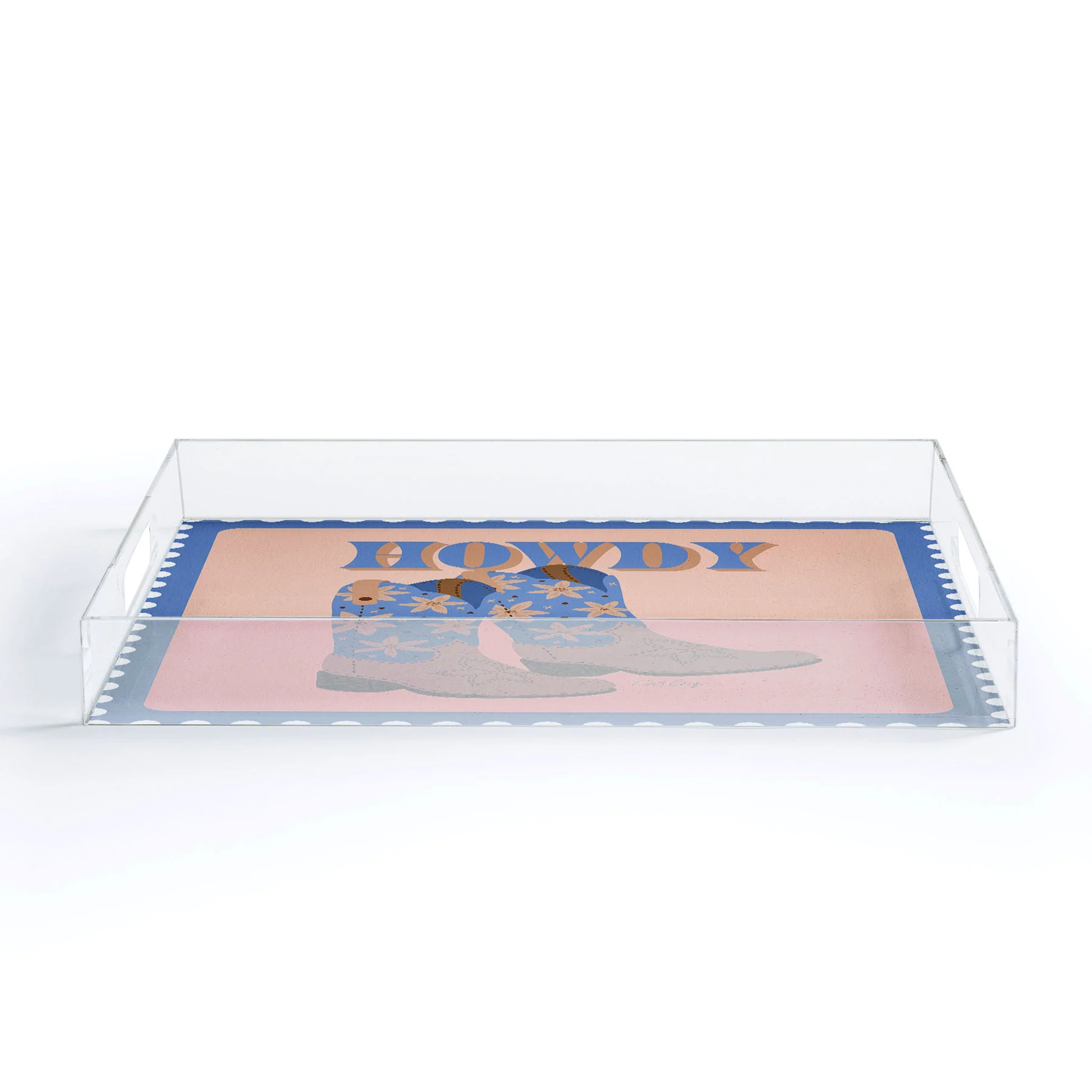 Howdy Cowgirl Blue Peach Acrylic Tray