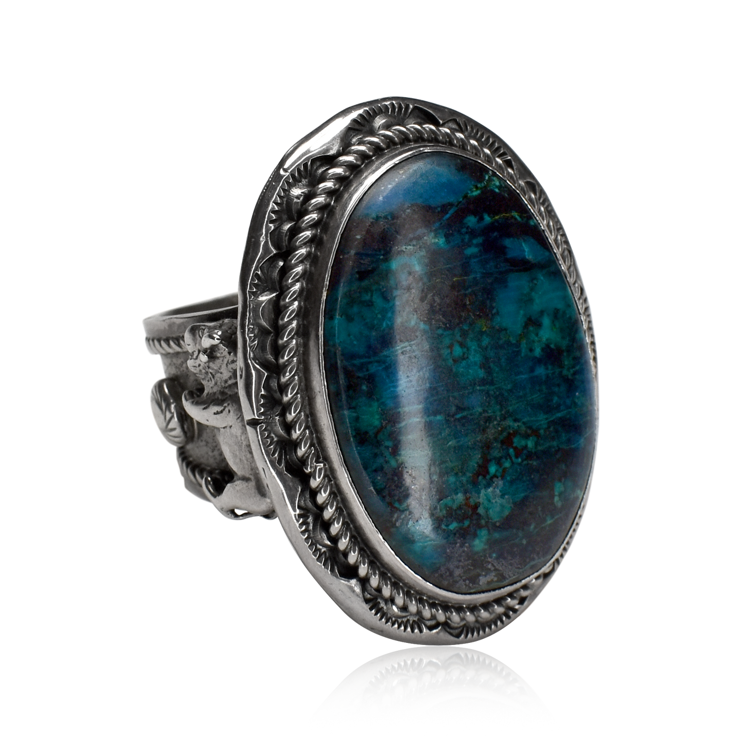 Twilight Guardian Chrysocolla Bison Icon Ring by Brenda Jiminez