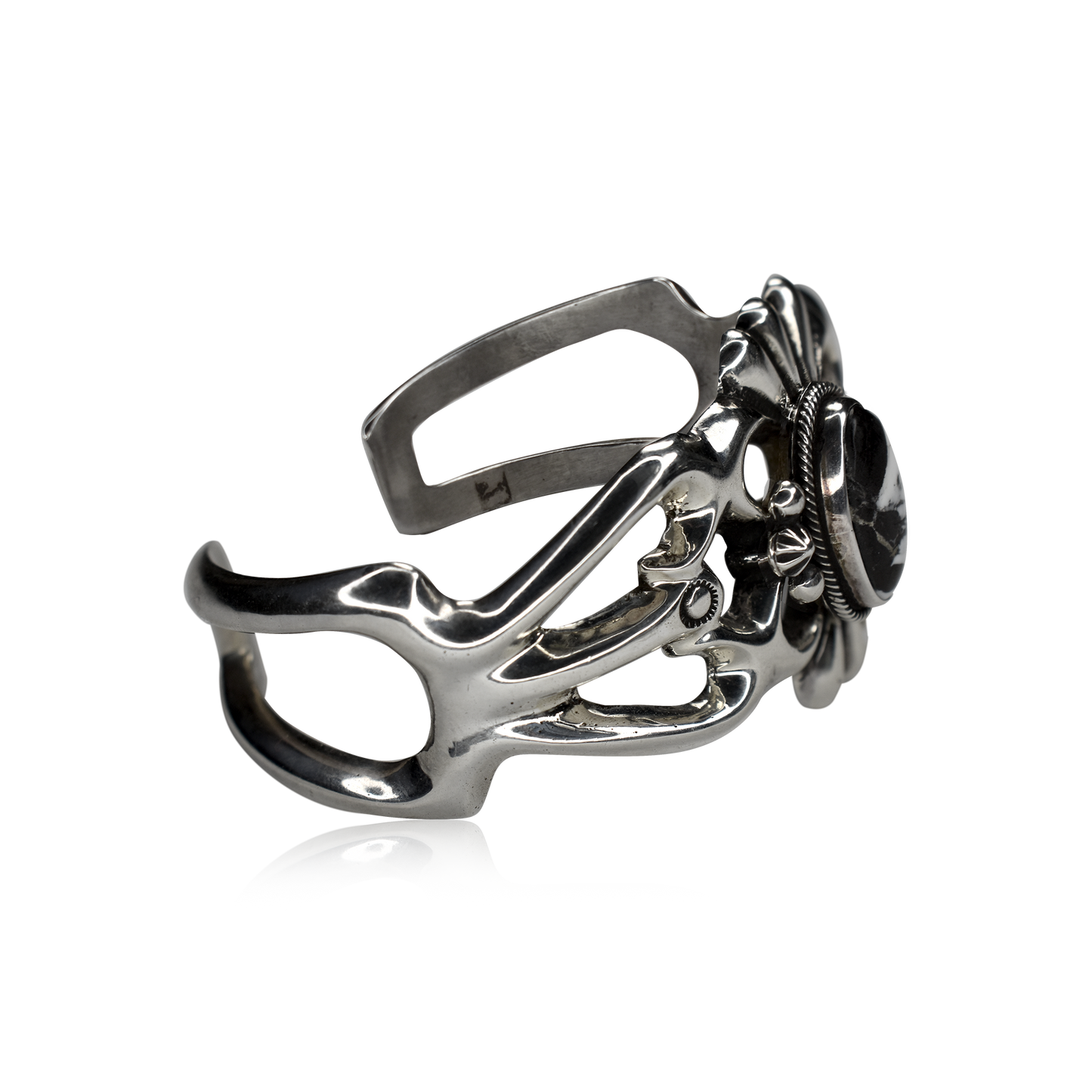 Shadowline White Buffalo & Sterling Silver Cuff by Harrison Bitsui
