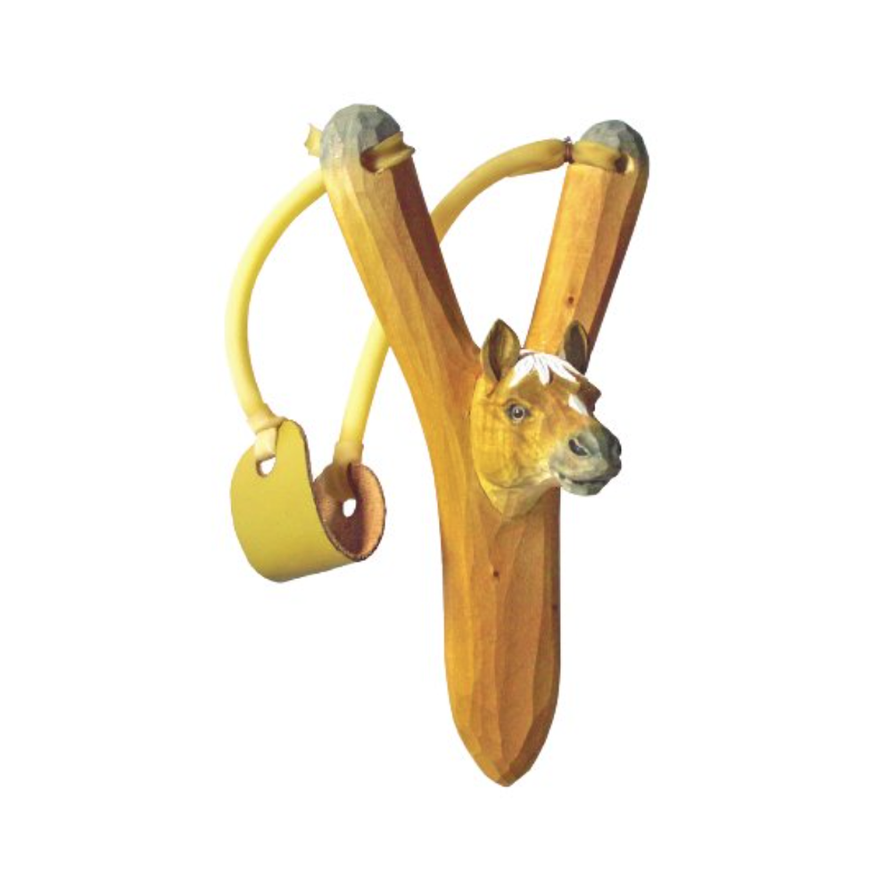 Hand Carved Animal Slingshot - Palomino