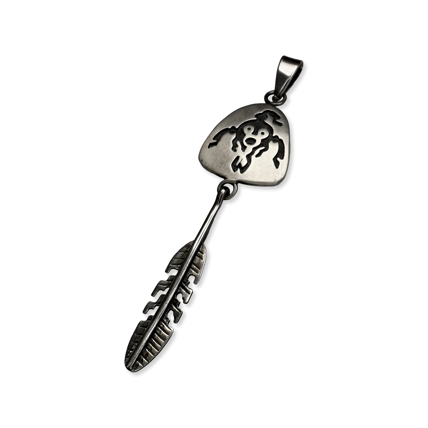 Spirit Keeper Sterling Silver Kachina & Feather Pendant
