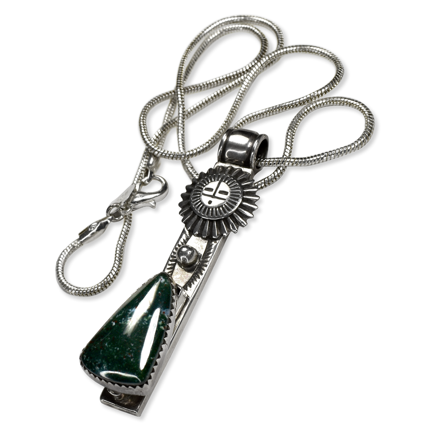 Bloodstone Sunface Pendant Necklace by Roger Nelson