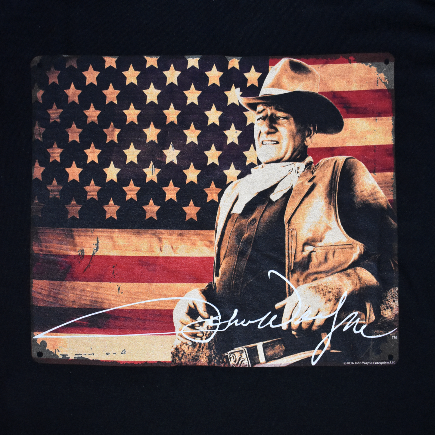 John Wayne Tin Sign T-Shirt - Black