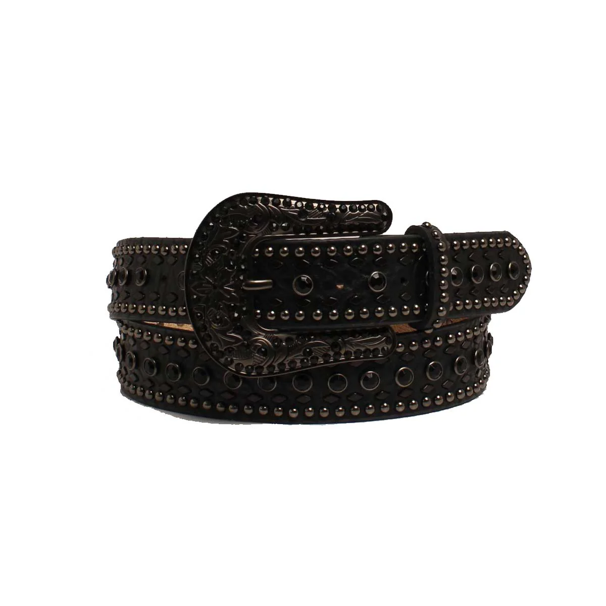 Nocona Women's Black Rhinestone Studded Western Belt