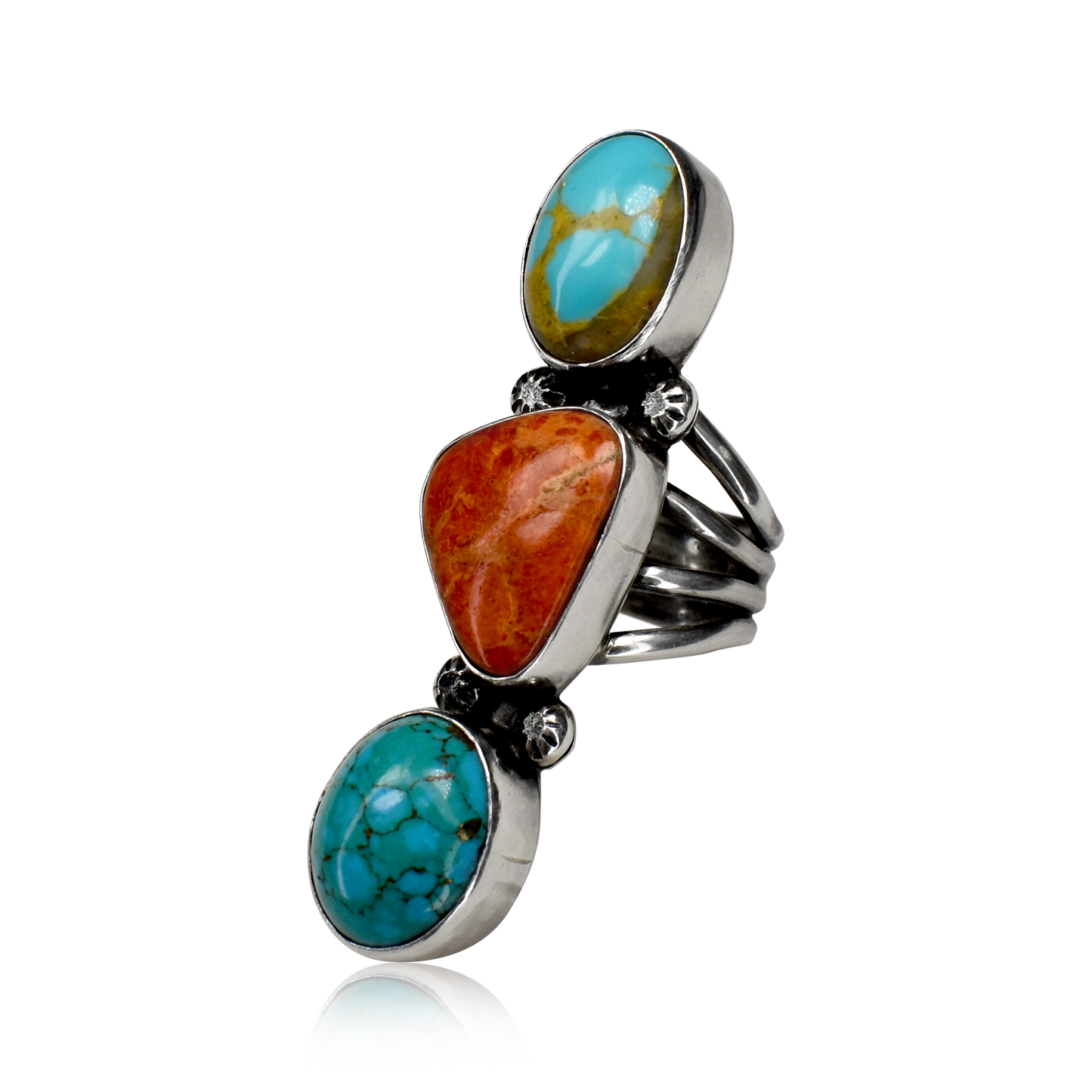 Sundown Canyon Spiny Oyster, Kingman and Royston Turquoise Ring by Teller Indian Jewelry
