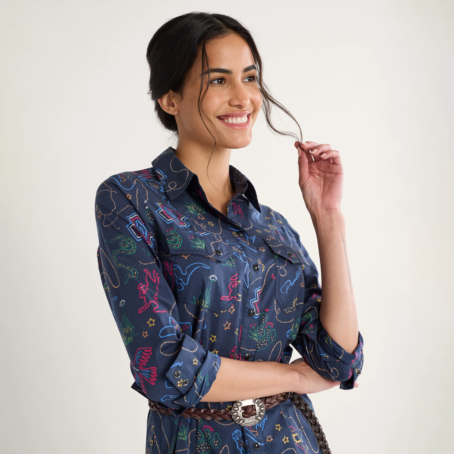 Pendleton Women's Western Print Gambler Shirt Dress
