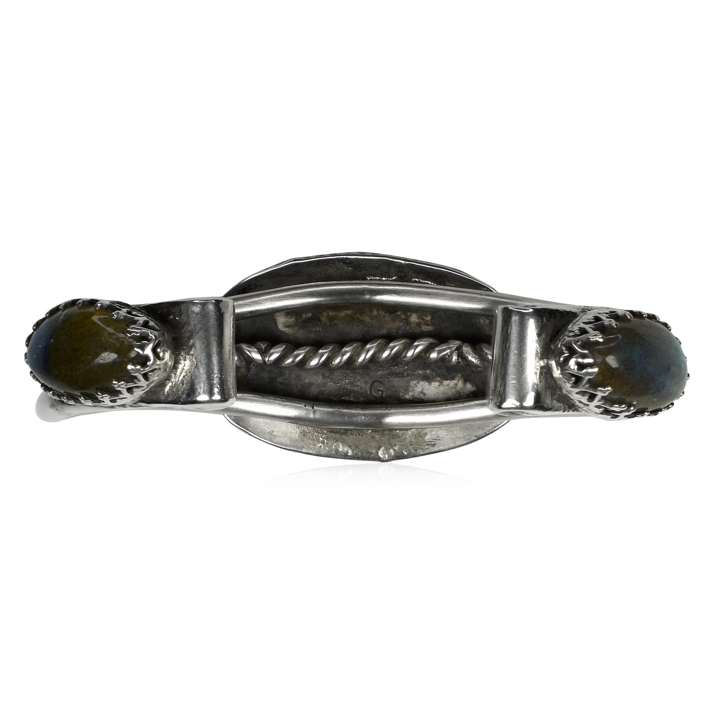 Hand-Tooled Labradorite Crown Cuff with Side Stones