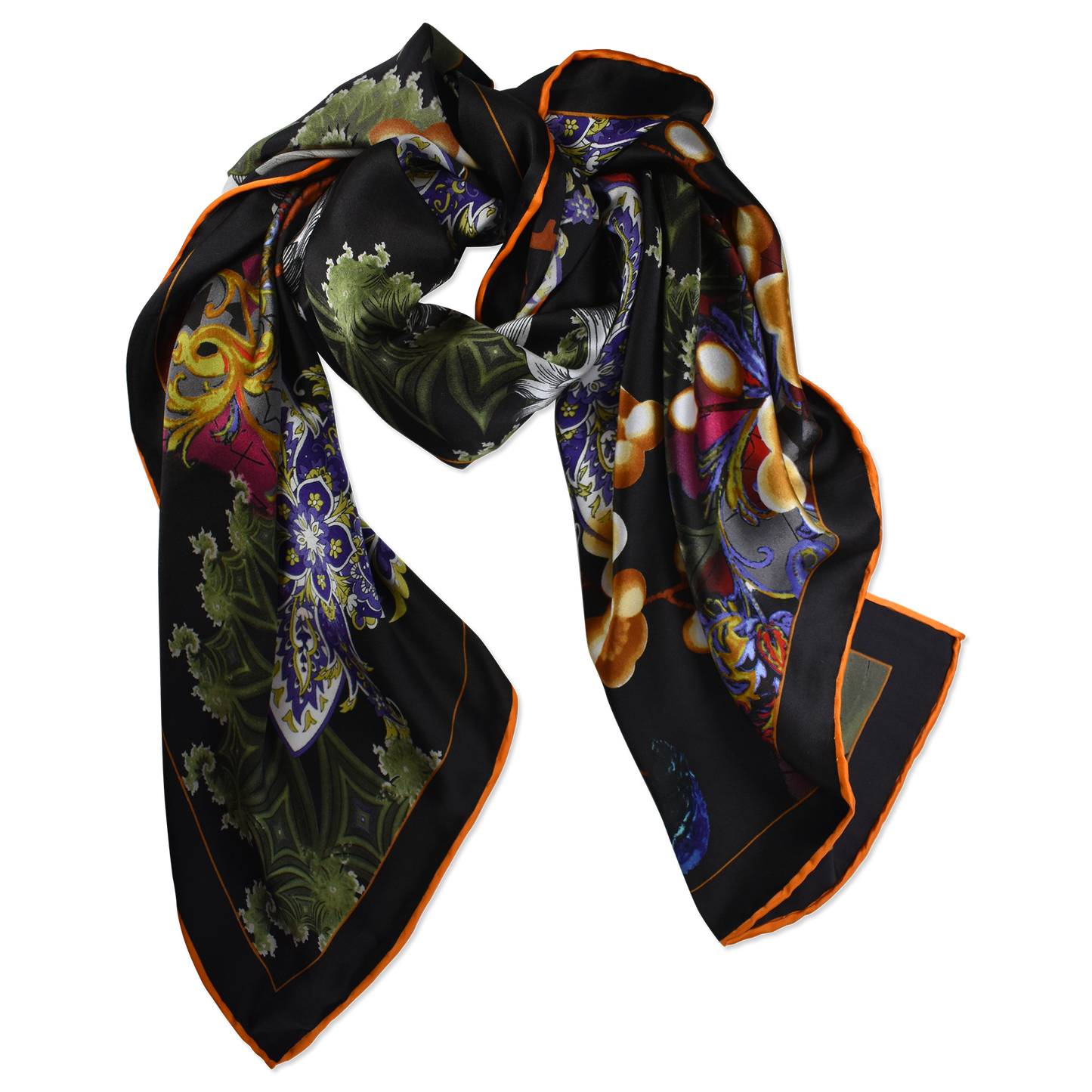 Charmeuse #24 Black Mystery Silk Wild Rag - 34.5"
