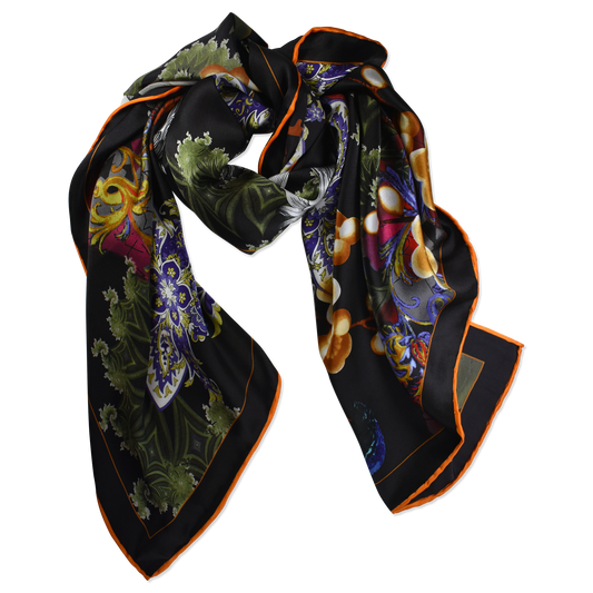 Charmeuse #24 Black Mystery Silk Wild Rag - 34.5"