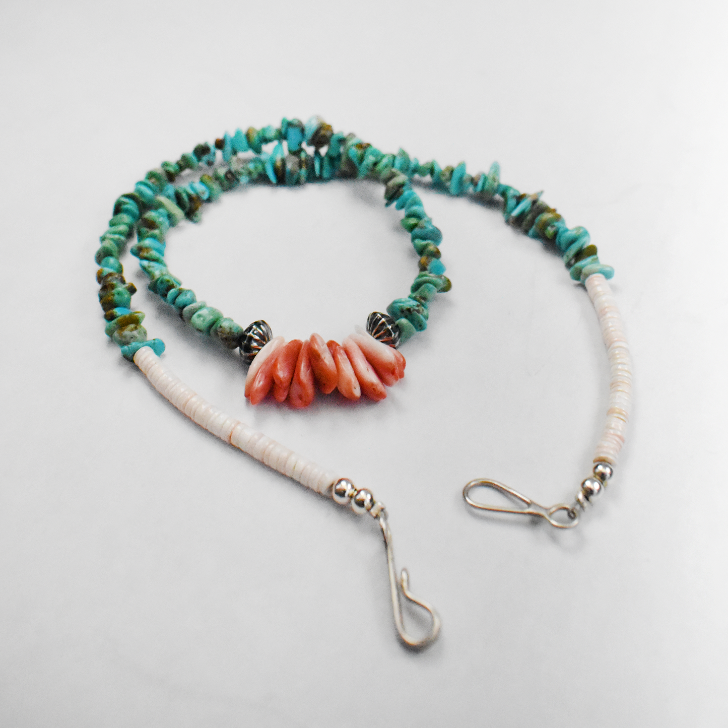 Royston Turquoise and Shell Nugget Necklace by Teller Indian Jewelry