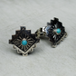 1970's Sleeping Beauty Turquoise Navajo Cross Clip-on Earrings by Joe Delgarito