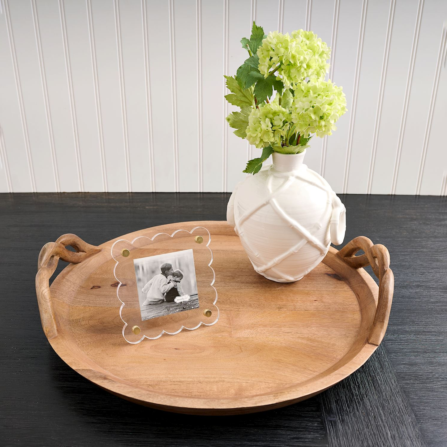 Twisted Handle Mango Wood Tray