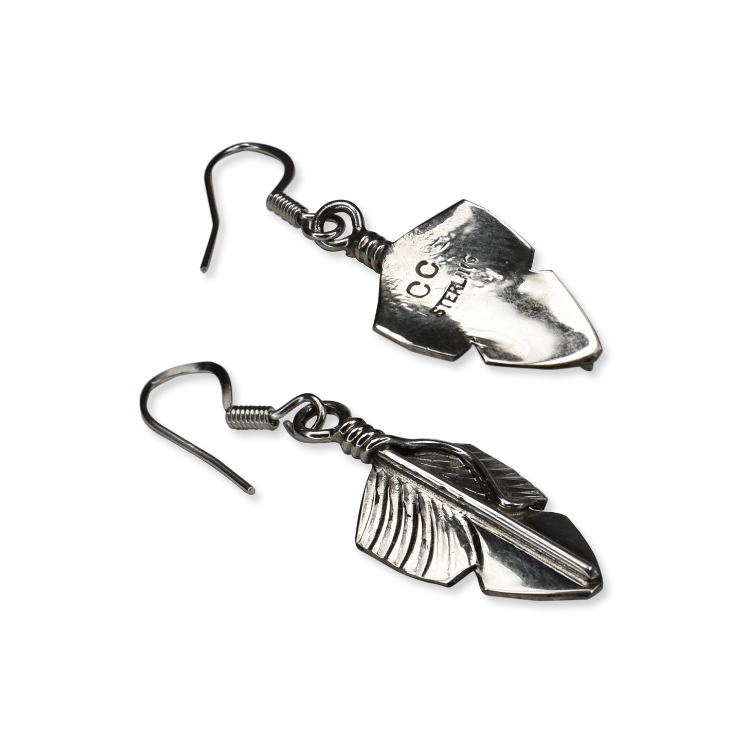 Short Prayer Feather Drop Earrings by Chris Charley