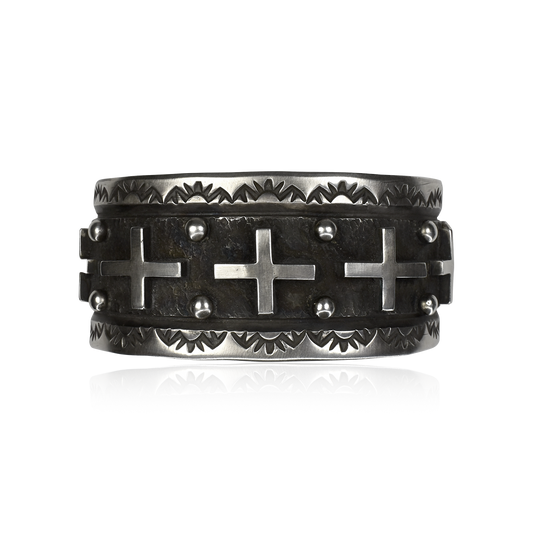 Star Crossed Cuff with Stamped Border by Ronnie Willie