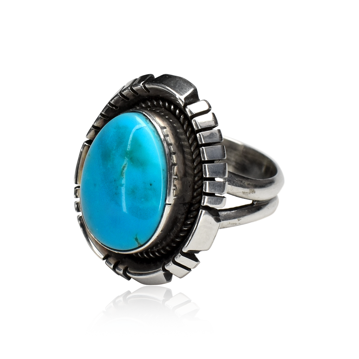 Pear-Shaped Sleeping Beauty Turquoise Ring by Glenn & Irene Sandoval