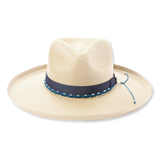 Stetson Outlier Straw Hat with Denim Band - Natural