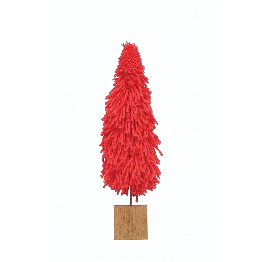 Fabric Yarn Tree with Wood Block Base