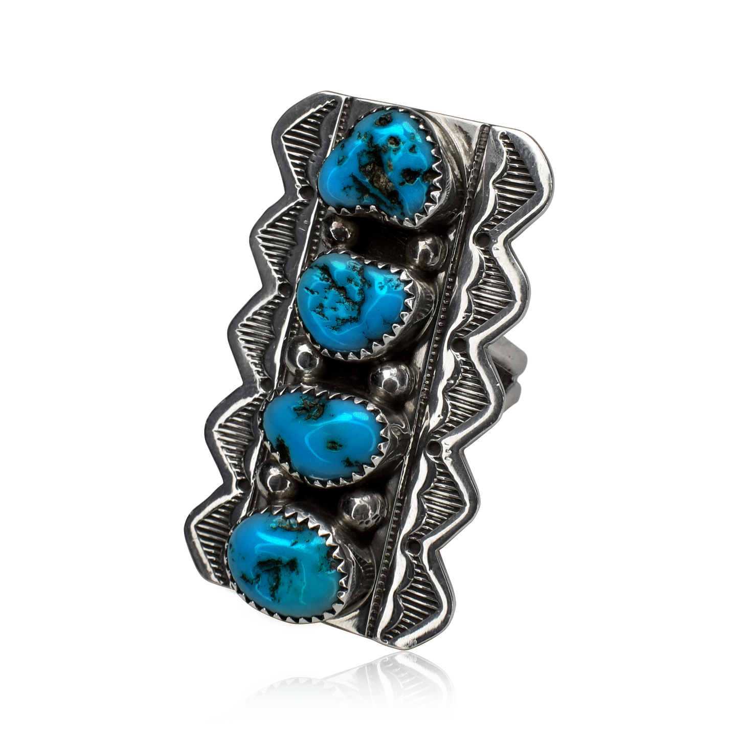 Four Stone Number 8 Turquoise Ring by Kenneth Jones