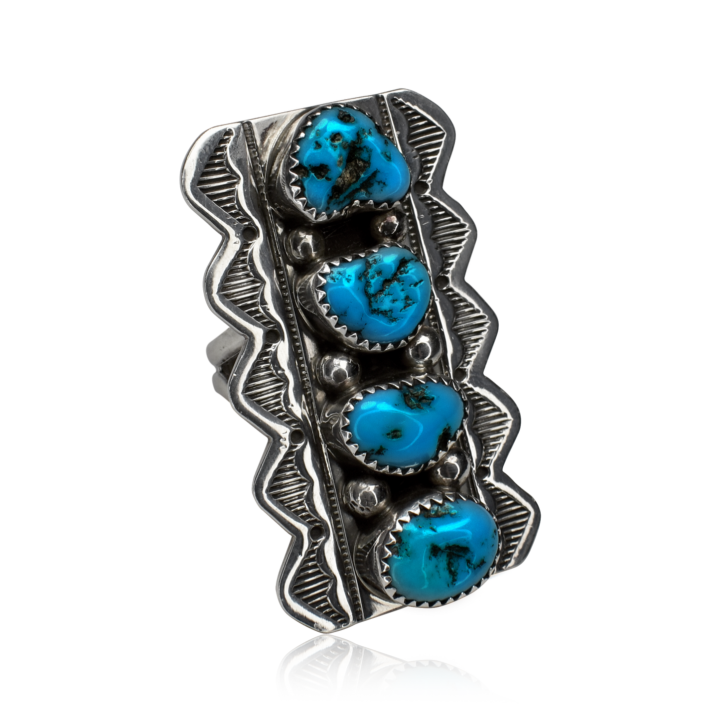 Four Stone Number 8 Turquoise Ring by Kenneth Jones