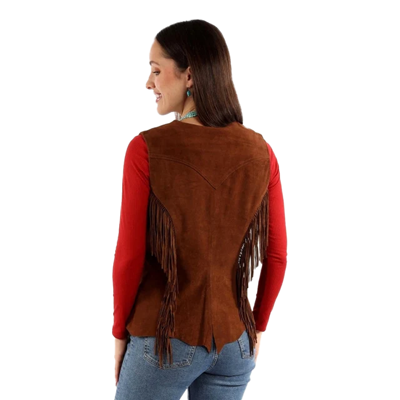 Women's Scully Suede Fringe Snap Vest - Cafe Brown