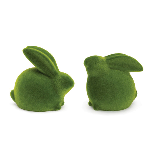 Faux Moss Terra Cotta Rabbit Figurines