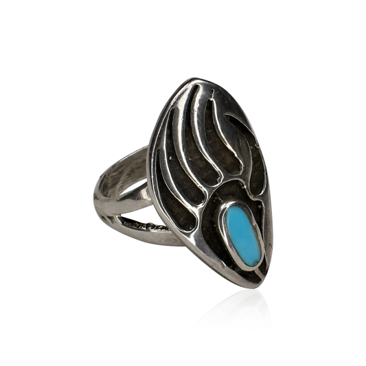 Vintage 1960s Sleeping Beauty Turquoise Bear Claw Ring