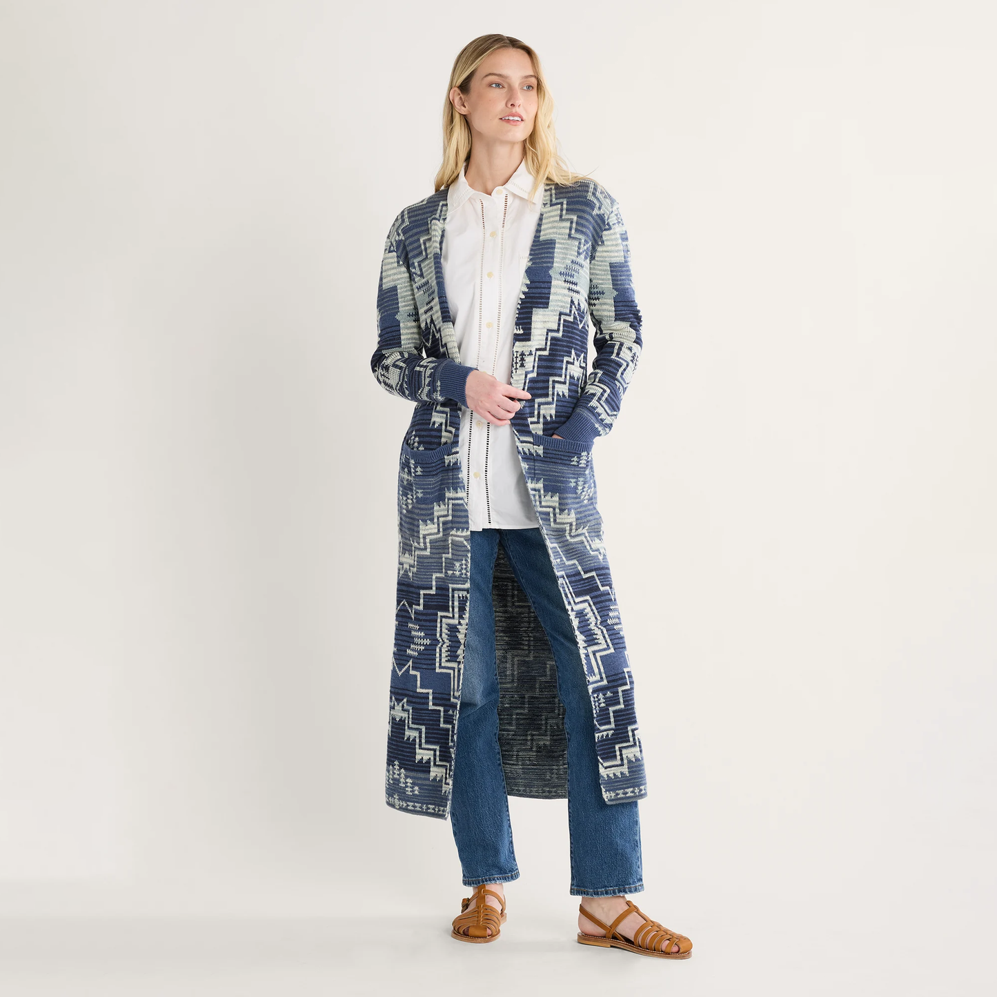 Pendleton Women's Cotton Duster Cardigan - Indigo Multi